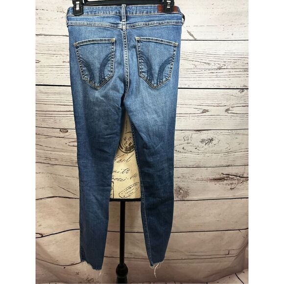 Hollister High Rise Super Skinny Ankle Distressed Ripped Jeans Women's W25 L28 - Picture 2 of 5
